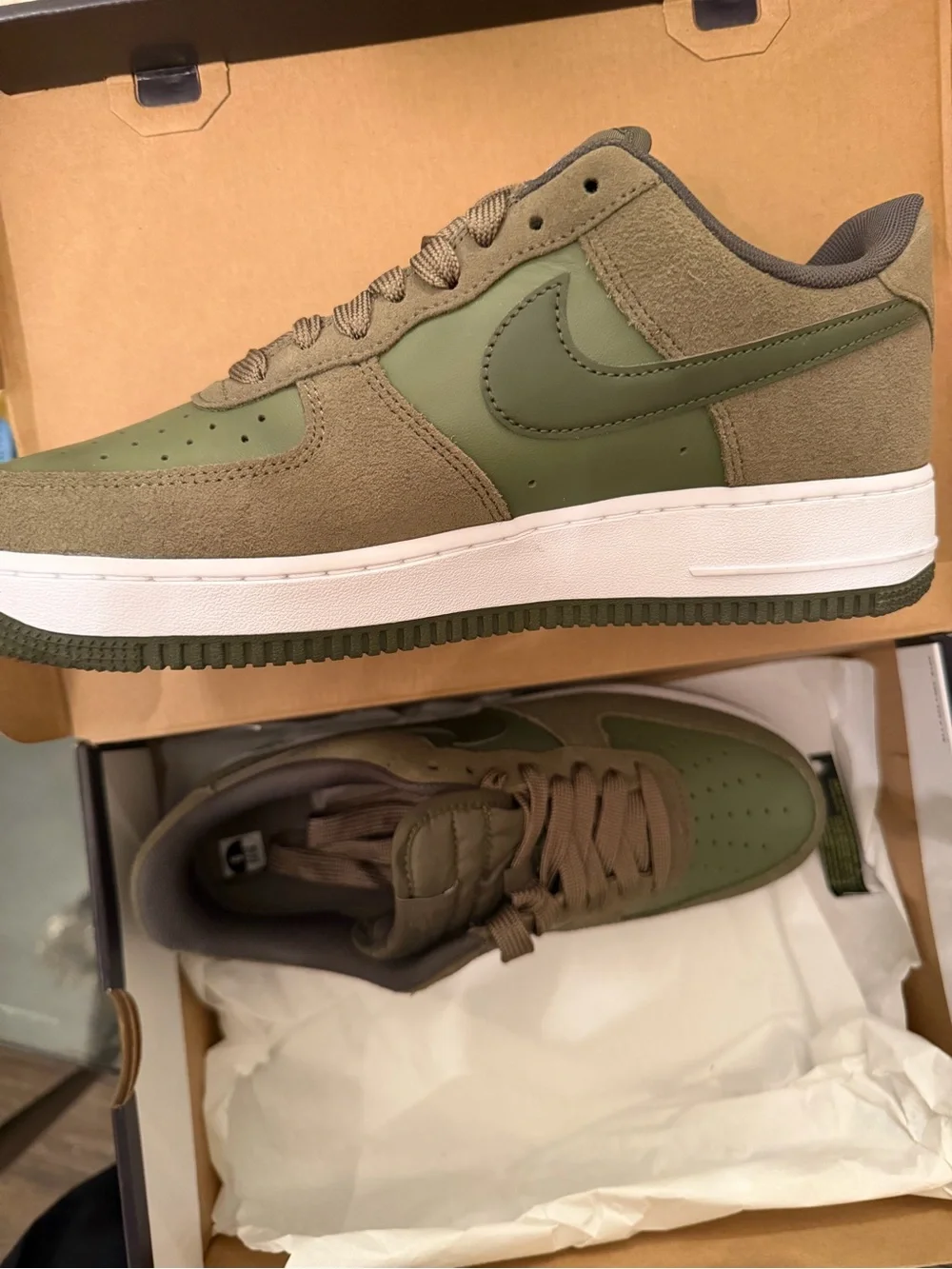 Men's Nike Air Force Olive Low-Top Sneakers - Brand: